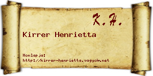 Kirrer Henrietta névjegykártya